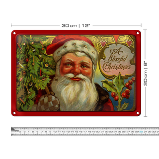 Blechschild Weihnachten Santa Claus Tannenbaum 30x20cm