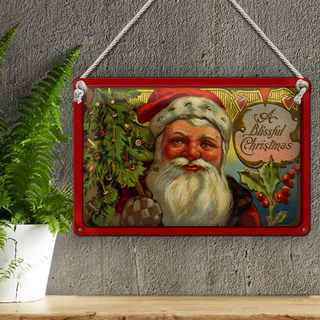 Blechschild Weihnachten Santa Claus Tannenbaum 30x20cm