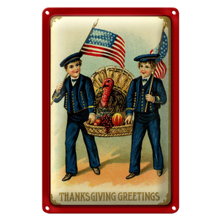 Blechschild Weihnachten Erntedankfest Amerika 20x30cm