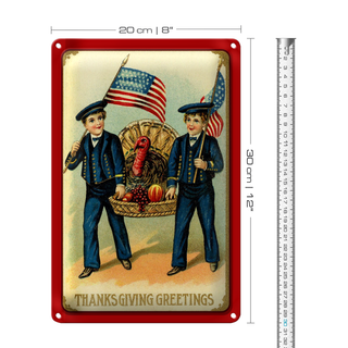 Blechschild Weihnachten Erntedankfest Amerika 20x30cm