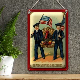 Blechschild Weihnachten Erntedankfest Amerika 20x30cm