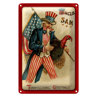 Blechschild Weihnachten Amerika Truhthahn Winter 20x30cm