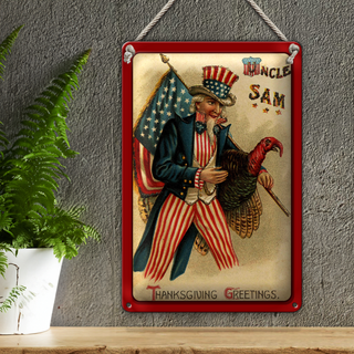 Blechschild Weihnachten Amerika Truhthahn Winter 20x30cm