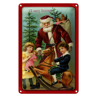 Blechschild Weihnachtsmann Tannenbaume 20x30cm