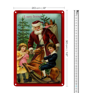 Blechschild Weihnachtsmann Tannenbaume 20x30cm