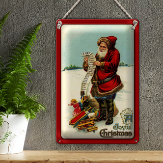 Blechschild Weihnachten Santa Clause Schnee 20x30cm