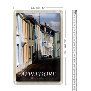 Blechschild Städte England Appledore Town Street 20x30cm