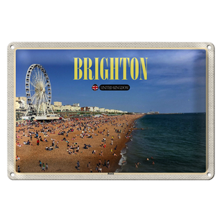 Blechschild Städte United Kingdom Brighton Beach 30x20cm