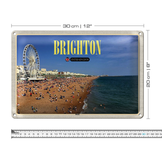Blechschild Städte United Kingdom Brighton Beach 30x20cm