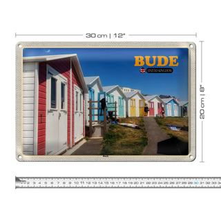 Blechschild Städte United Kingdom Bude Beach 30x20cm