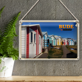 Blechschild Städte United Kingdom Bude Beach 30x20cm