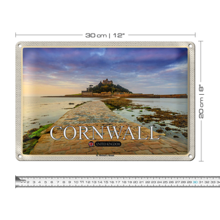 Blechschild Städte Cornwall St. Michael´s Mount 30x20cm