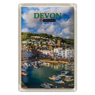 Blechschild Städte Devon United Kingdom Harbour 20x30cm