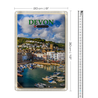 Blechschild Städte Devon United Kingdom Harbour 20x30cm
