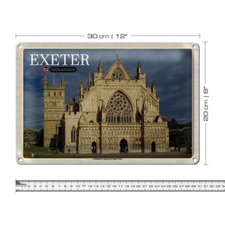 Blechschild Städte Exeter Cathedral Church Saint Peter 30x20cm