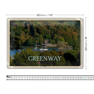 Blechschild Städte Greenway River UK England 30x20cm