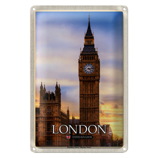 Blechschild Städte London Elizabeth Tower Big Ben 20x30cm