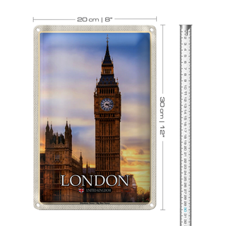 Blechschild Städte London Elizabeth Tower Big Ben 20x30cm