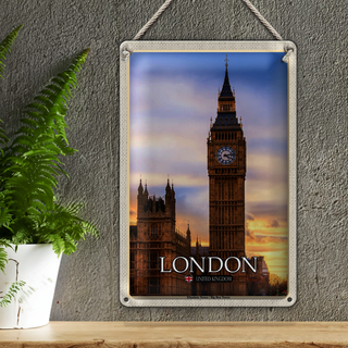 Blechschild Städte London Elizabeth Tower Big Ben 20x30cm