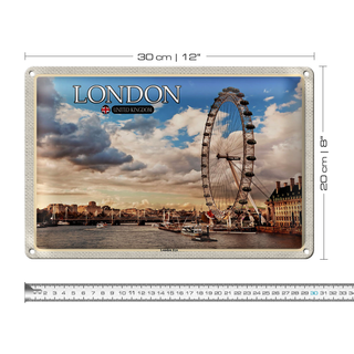Blechschild Städte United Kingdom England London Eye 30x20cm