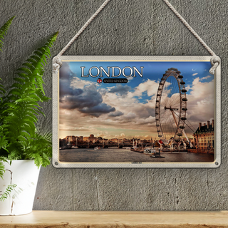 Blechschild Städte United Kingdom England London Eye 30x20cm