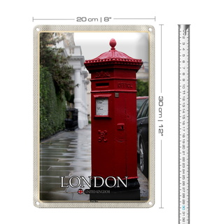 Blechschild Städte London England UK Post Box 20x30cm