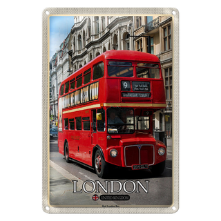 Blechschild Städte London UK Red London Bus 20x30cm