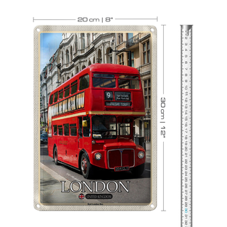 Blechschild Städte London UK Red London Bus 20x30cm