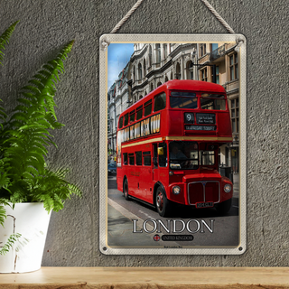 Blechschild Städte London UK Red London Bus 20x30cm