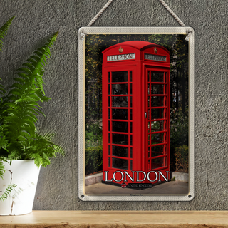 Blechschild Städte London United Kingdom Telephone Box 20x30cm