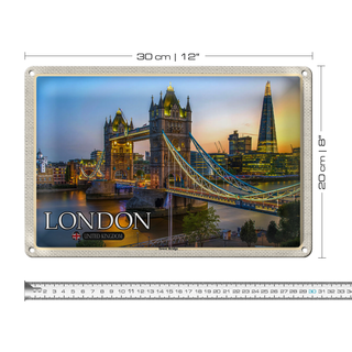 Blechschild Städte Tower Bridge London UK England 30x20cm
