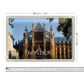 Blechschild Städte Westminster Abbey London UK 30x20cm