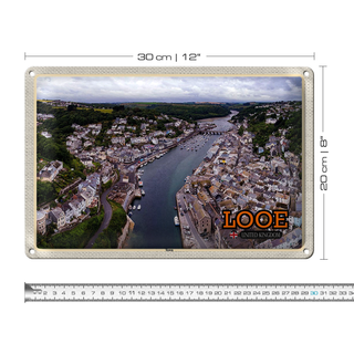 Blechschild Städte Looe Enlgand United Kingdom Town 30x20cm
