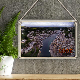 Blechschild Städte Looe Enlgand United Kingdom Town 30x20cm