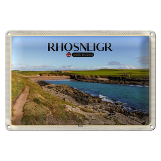 Blechschild Städte Rhosneiger Beach England UK 30x20cm