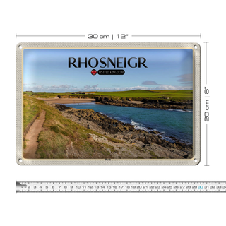 Blechschild Städte Rhosneiger Beach England UK 30x20cm