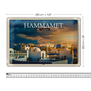 Blechschild Reise Hammamet Tunesien Urlaub Sonne 30x20cm