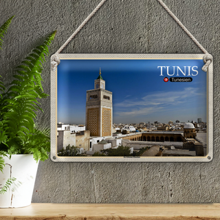 Blechschild Reise Tunesien Ez Zitouna Moschee 30x20cm