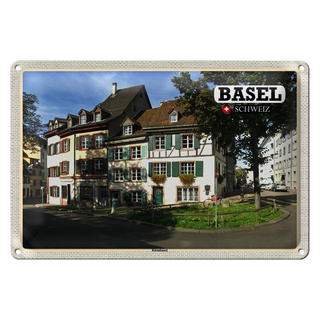 Blechschild Reise Basel Schweiz Kleinbasel Stadt 30x20cm