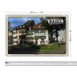 Blechschild Reise Basel Schweiz Kleinbasel Stadt 30x20cm