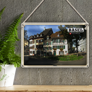 Blechschild Reise Basel Schweiz Kleinbasel Stadt 30x20cm