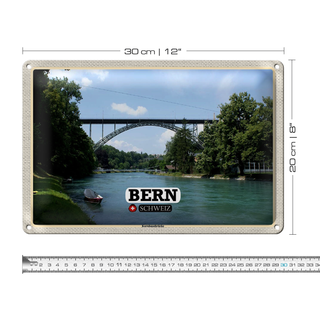 Blechschild Reise Bern Schweiz Kornhausbrücke Brücke 30x20cm