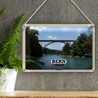 Blechschild Reise Bern Schweiz Kornhausbrücke Brücke 30x20cm