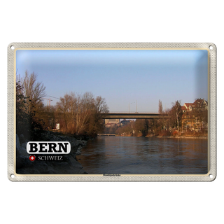 Blechschild Reise Bern Schweiz Monbijoubrücke Fluss 30x20cm