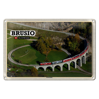 Blechschild Reise Brusio Schweiz Kreisviadukt Zug 30x20cm
