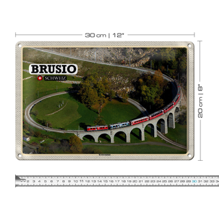 Blechschild Reise Brusio Schweiz Kreisviadukt Zug 30x20cm