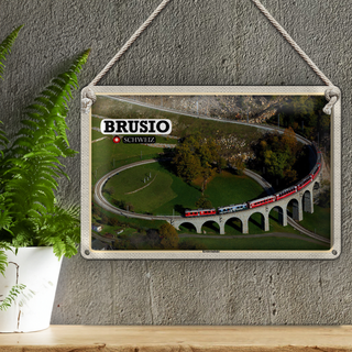 Blechschild Reise Brusio Schweiz Kreisviadukt Zug 30x20cm