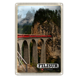 Blechschild Reise Filisur Schweiz Landwasserviadukt 20x30cm