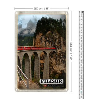 Blechschild Reise Filisur Schweiz Landwasserviadukt 20x30cm