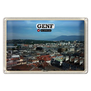 Blechschild Reise Schweiz Genf Eaux-Vives 30x20cm